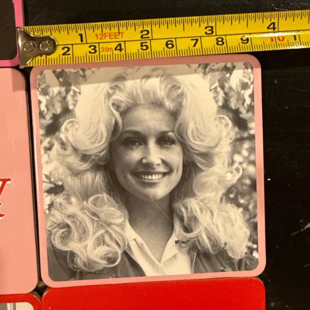 Dolly Parton Coasters Pink & Red Double-Sided Quote Vintage Photos Memorabilia